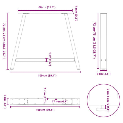 Nohy K Jídelnímu Stolu Ve Tvaru A, 2 Ks, 100 X (72-73) Cm, Ocel