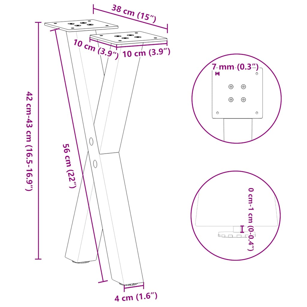 Nohy Konferenčního Stolku Ve Tvaru X, 2 Ks, Bílé, 38 X (42-43) Cm, Ocel