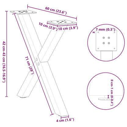 Nohy Konferenčního Stolku Ve Tvaru X, 2 Ks, Bílé, 60 X (42-43) Cm, Ocel