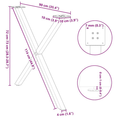 Nohy K Jídelnímu Stolu Ve Tvaru X, 2 Ks, Bílé, 90 X (72-73) Cm, Ocel