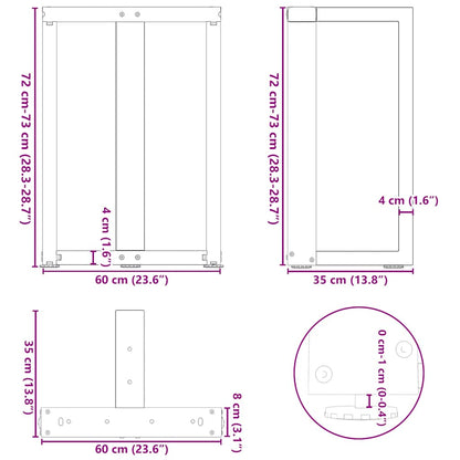 Nohy K Jídelnímu Stolu Ve Tvaru T, 2 Ks, Černé, 60 X 35 X (72-73) Cm, Ocel