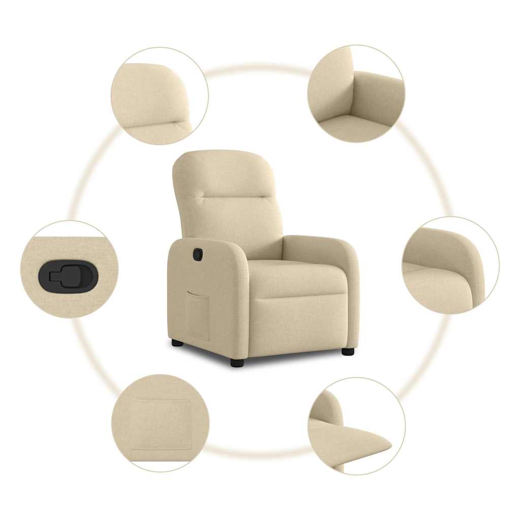 Polohovací Křeslo Krémové Textil Krémová