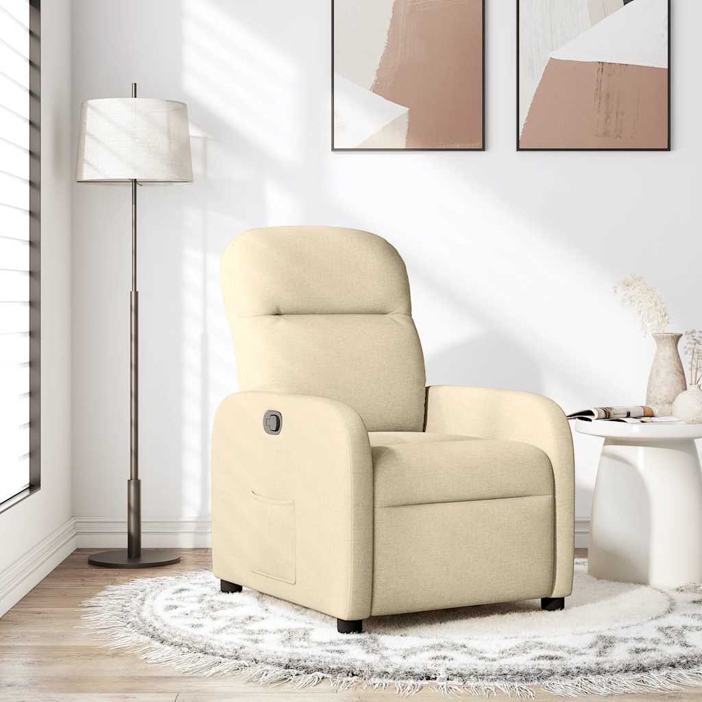 Polohovací Křeslo Krémové Textil Krémová
