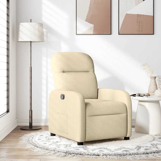 Polohovací Křeslo Krémové Textil Krémová