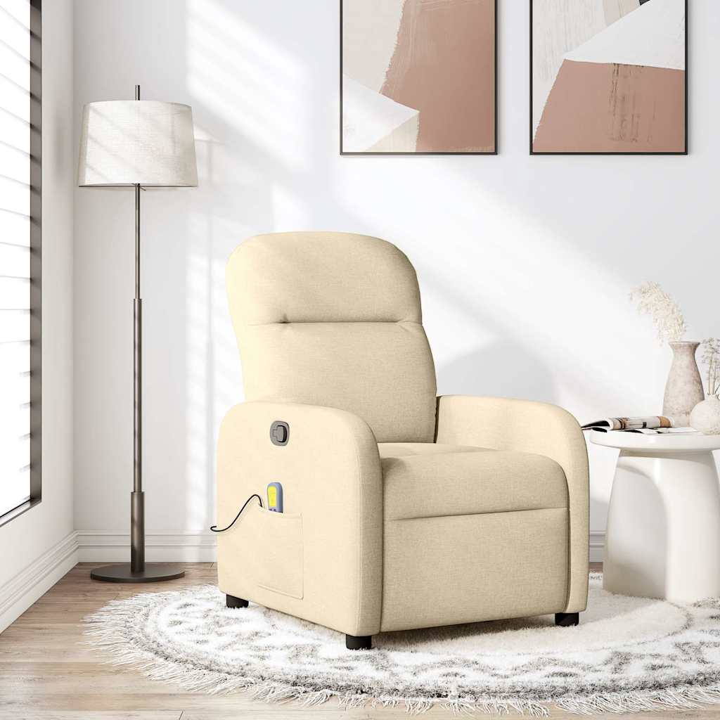 Polohovací Křeslo Krémové Textil Krémová
