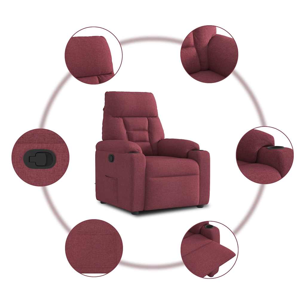 Polohovací Křeslo Vínové Textil