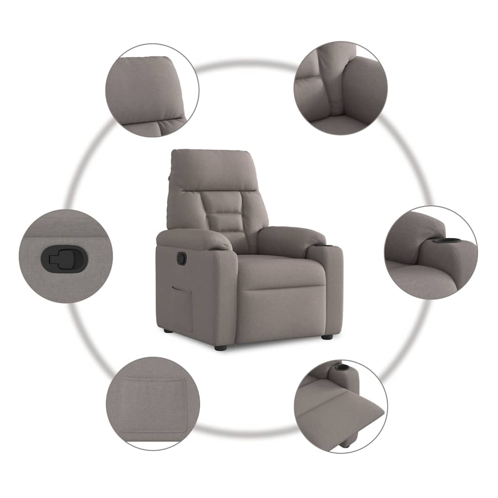 Polohovací Křeslo Taupe Textil