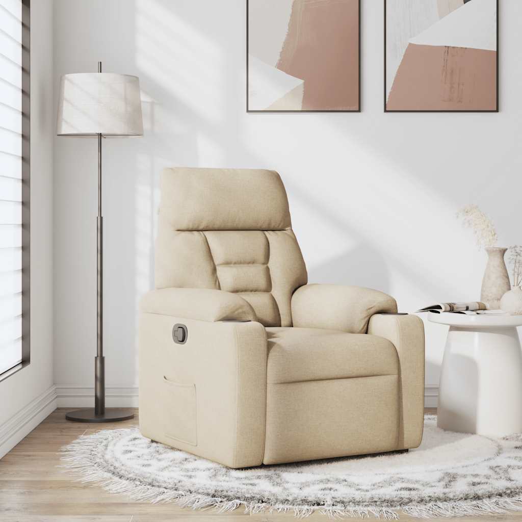 Polohovací Křeslo Krémové Textil