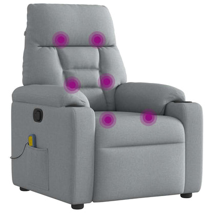 Masážní Polohovací Křeslo Světle Šedé Textil