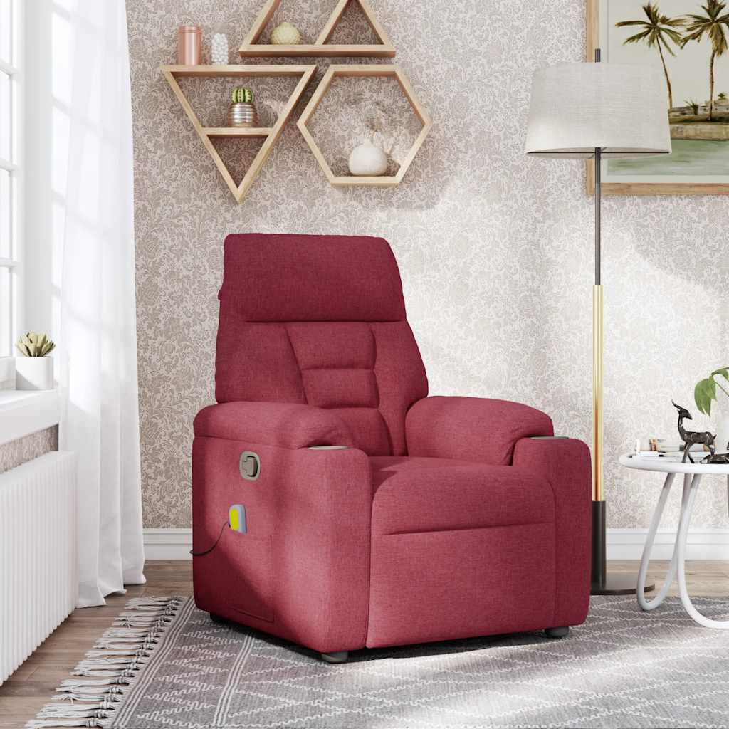 Masážní Polohovací Křeslo Vínové Textil