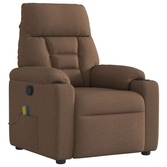 Masážní Polohovací Křeslo Hnědé Textil