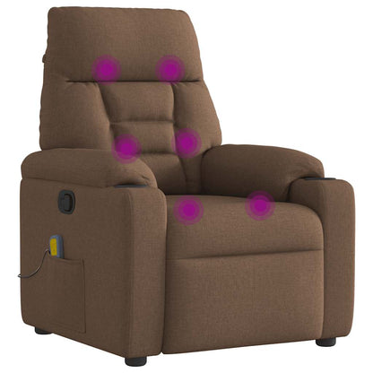Masážní Polohovací Křeslo Hnědé Textil
