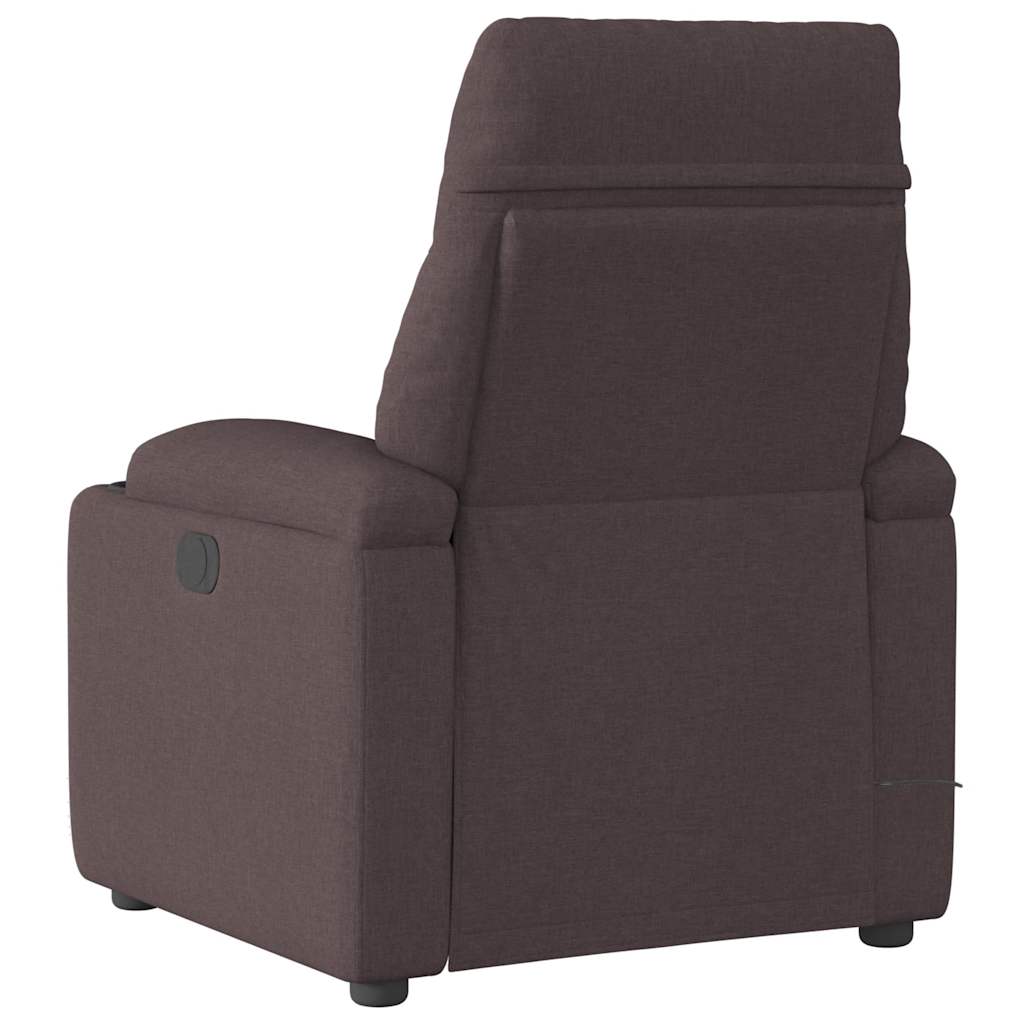 Masážní Polohovací Křeslo Tmavě Hnědé Textil