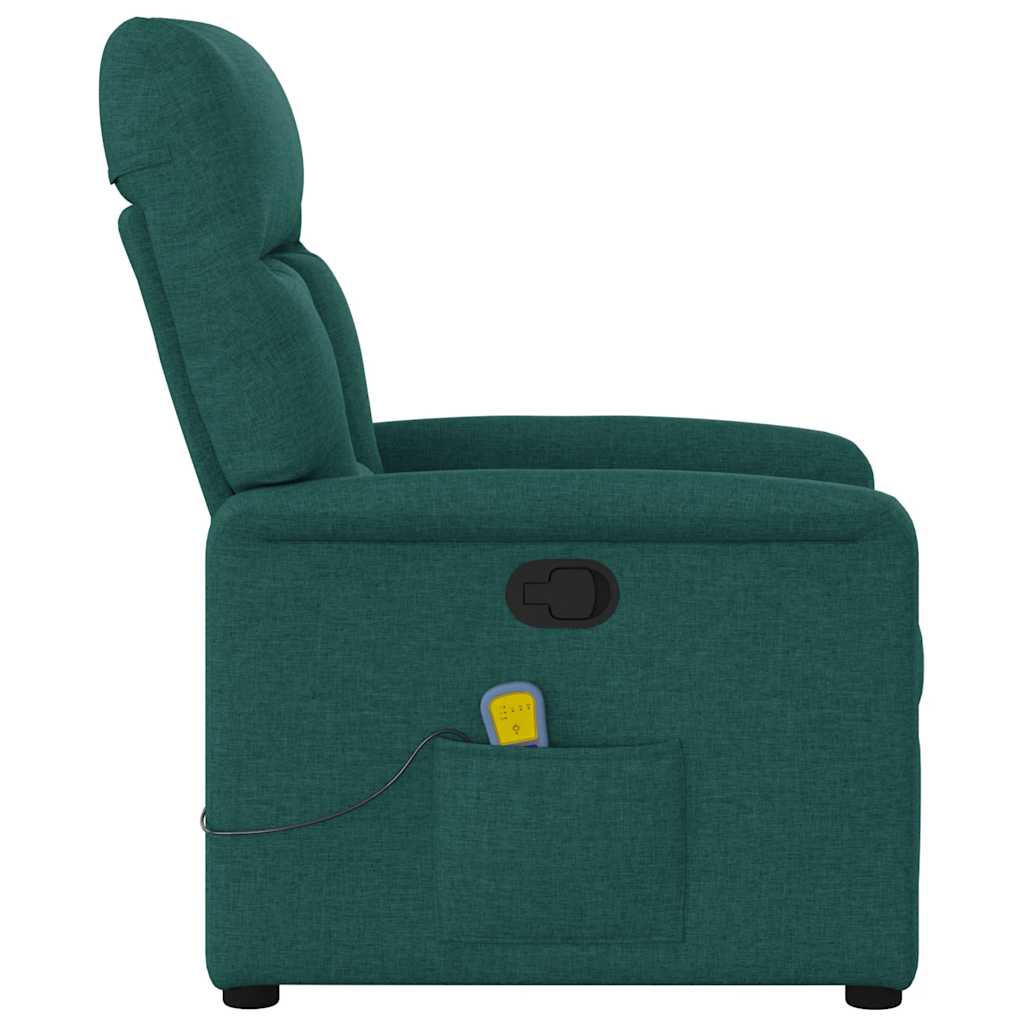 Masážní Polohovací Křeslo Tmavě Zelené Textil