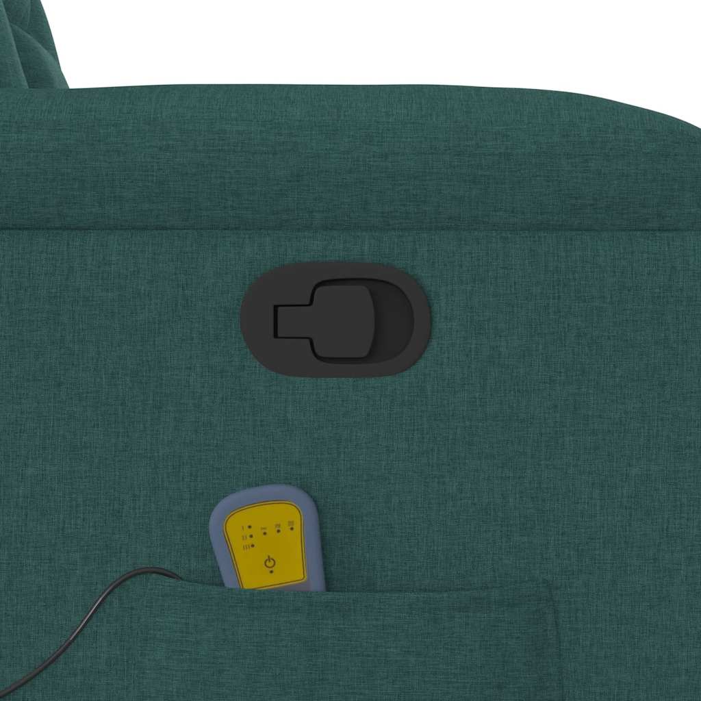 Masážní Polohovací Křeslo Tmavě Zelené Textil