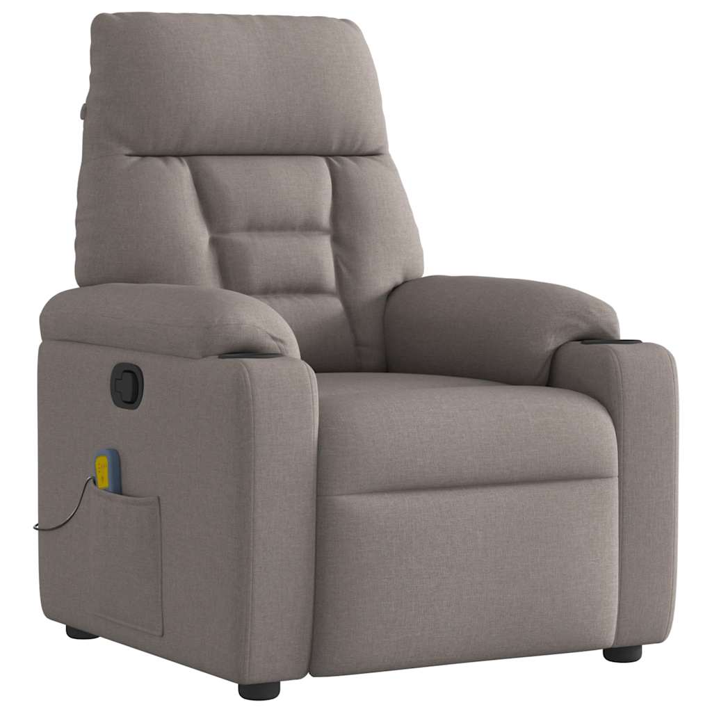 Masážní Polohovací Křeslo Taupe Textil