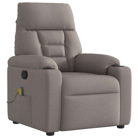 Masážní Polohovací Křeslo Taupe Textil