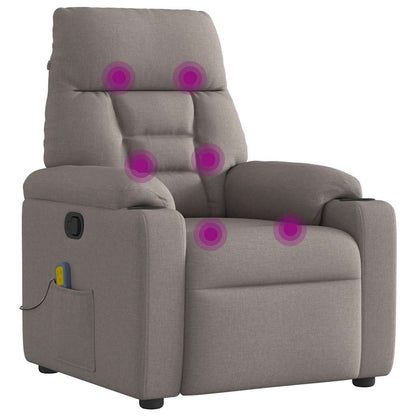 Masážní Polohovací Křeslo Taupe Textil