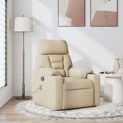 Masážní Polohovací Křeslo Krémové Textil
