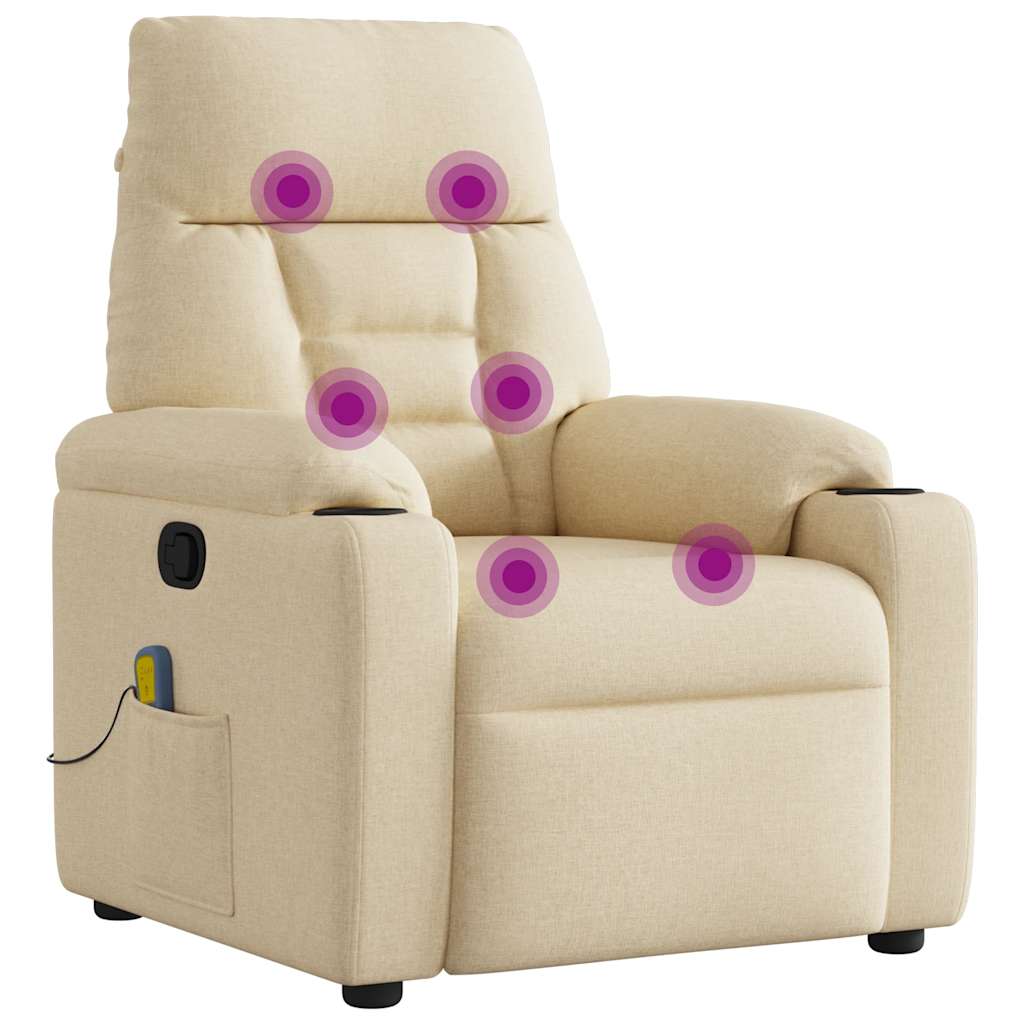 Masážní Polohovací Křeslo Krémové Textil