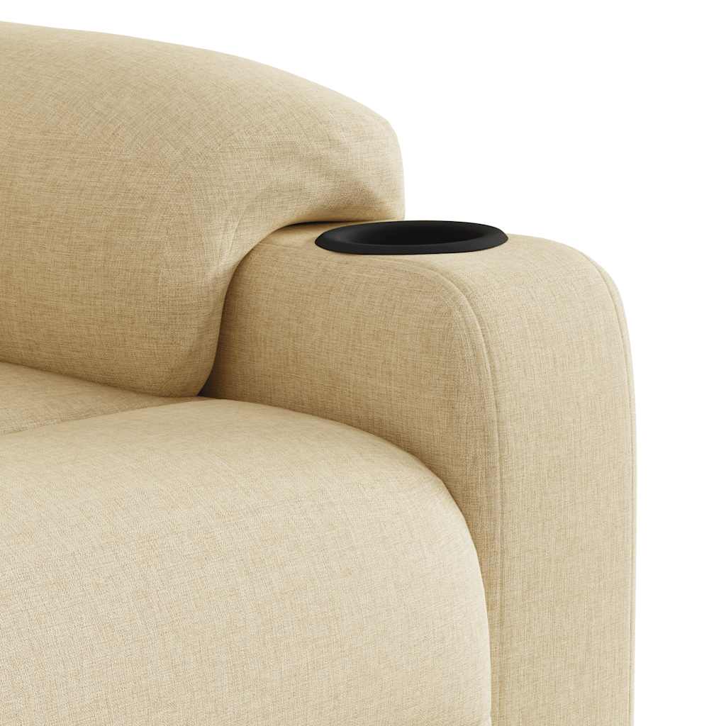 Masážní Polohovací Křeslo Krémové Textil