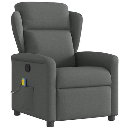 Masážní Polohovací Křeslo Tmavě Šedé Textil Tmavě Šedá