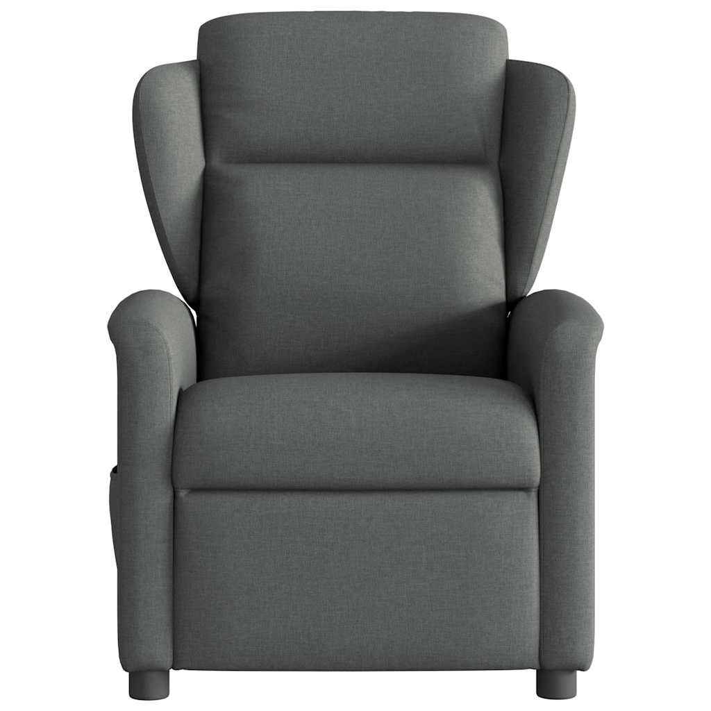 Masážní Polohovací Křeslo Tmavě Šedé Textil Tmavě Šedá