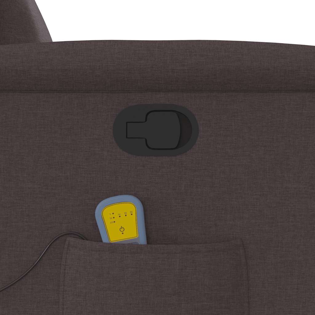Masážní Polohovací Křeslo Tmavě Hnědé Textil Tmavě Hnědá
