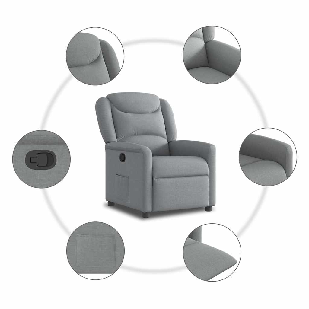 Polohovací Křeslo Světle Šedé Textil Světle Šedá