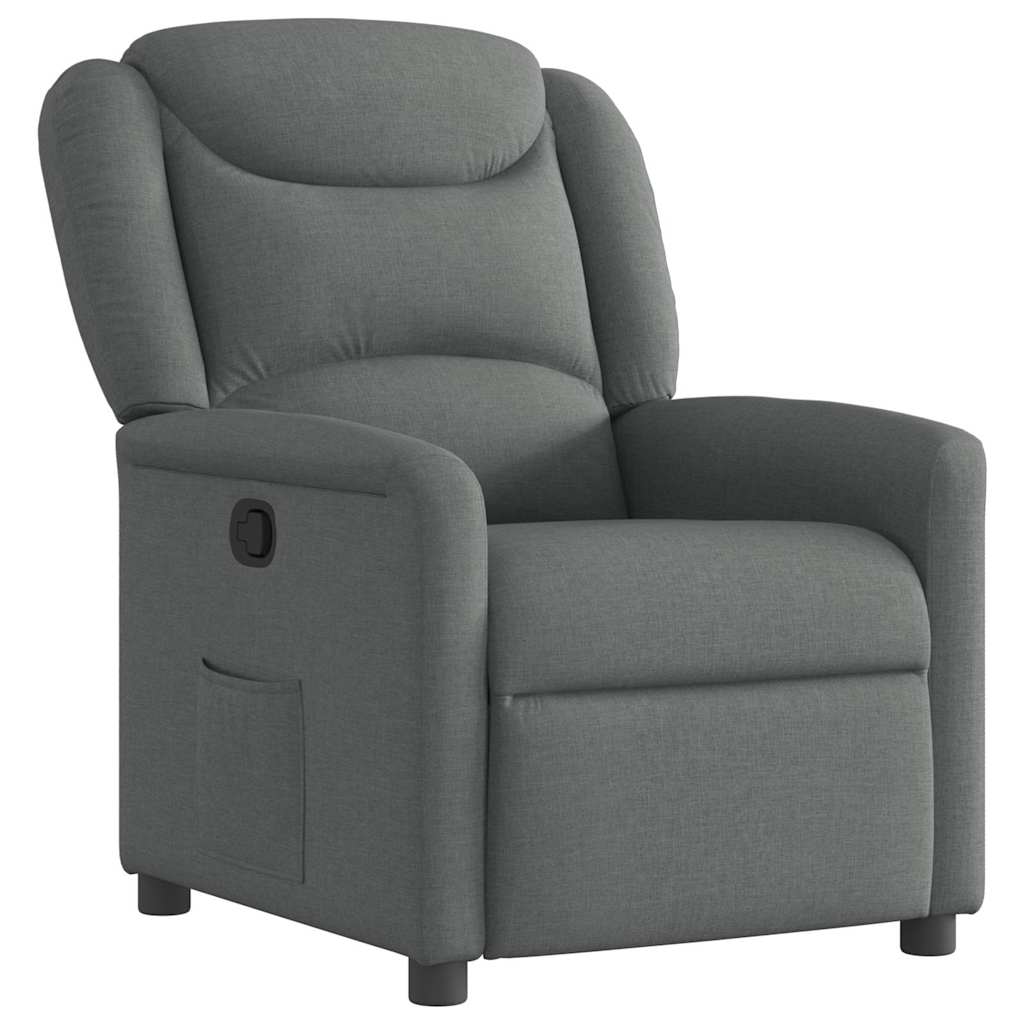 Polohovací Křeslo Tmavě Šedé Textil Tmavě Šedá