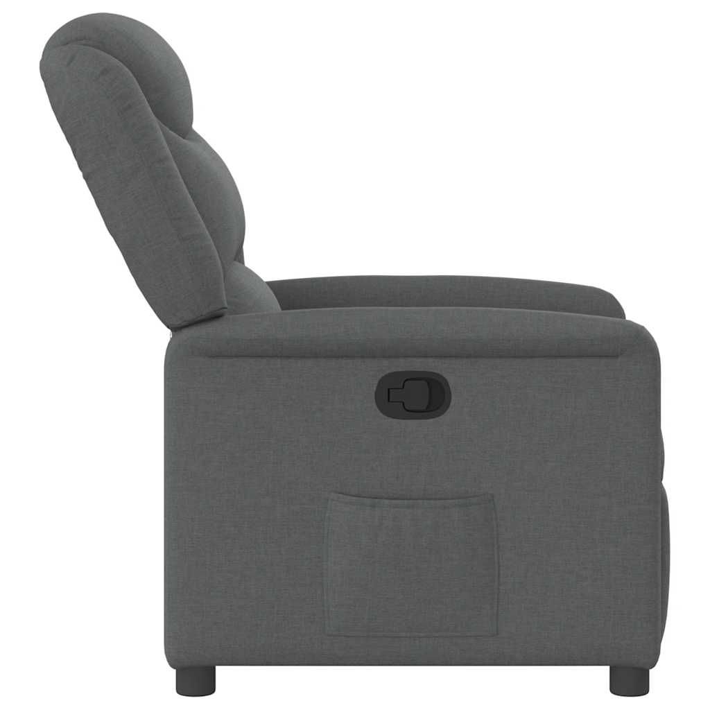 Polohovací Křeslo Tmavě Šedé Textil Tmavě Šedá