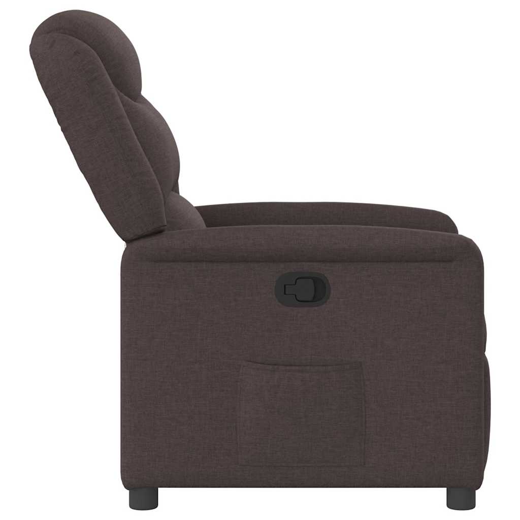 Polohovací Křeslo Tmavě Hnědé Textil Tmavě Hnědá