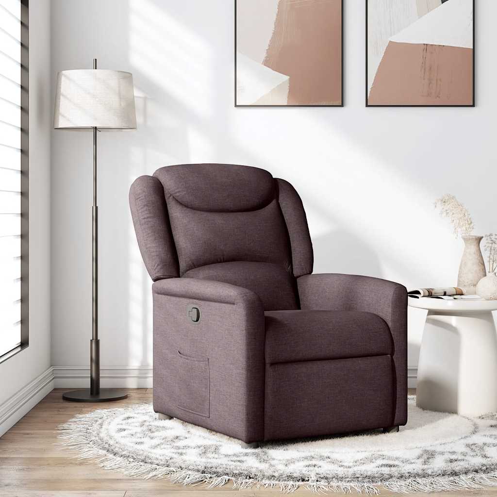Polohovací Křeslo Tmavě Hnědé Textil Tmavě Hnědá