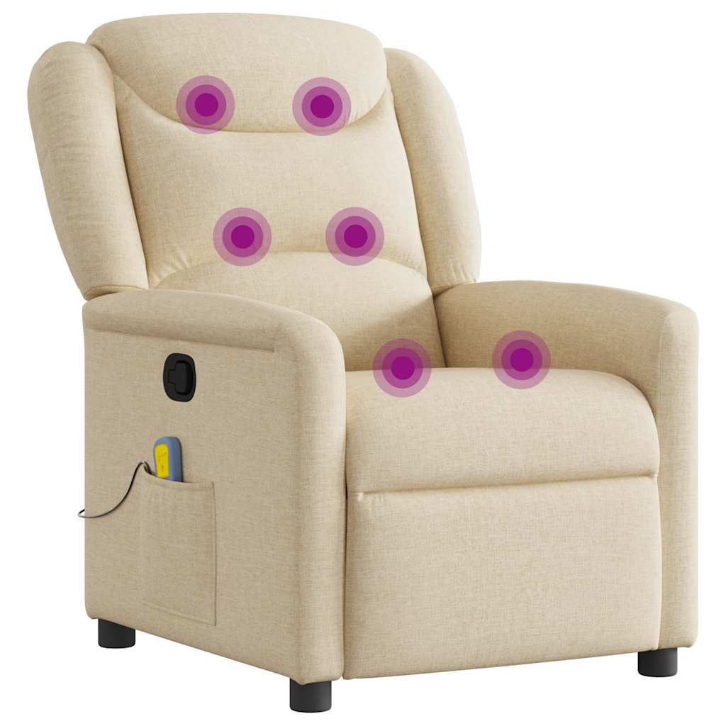 Masážní Polohovací Křeslo Krémové Textil Krémová