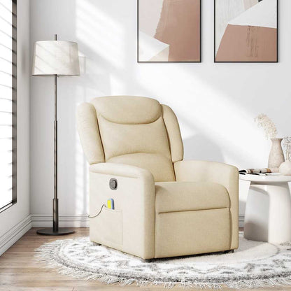 Masážní Polohovací Křeslo Krémové Textil Krémová