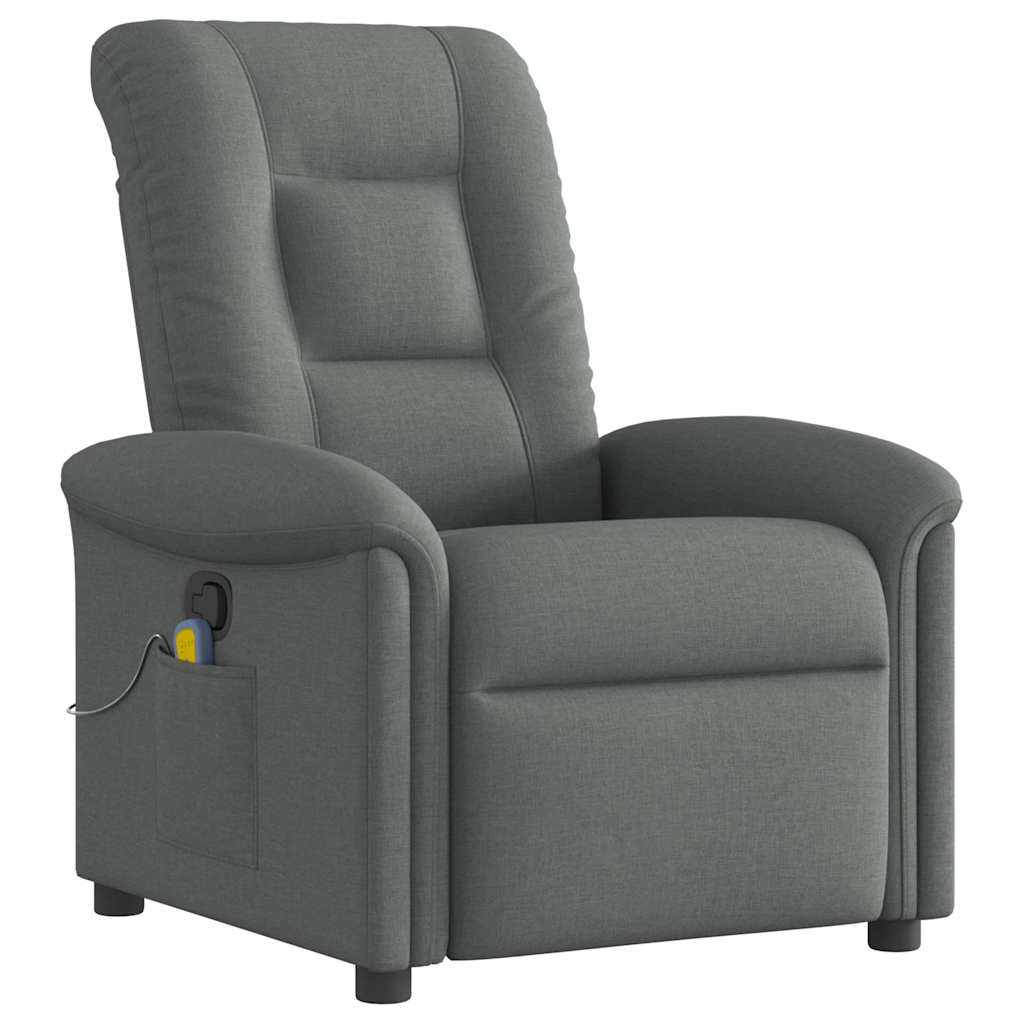 Masážní Polohovací Křeslo Tmavě Šedé Textil Tmavě Šedá