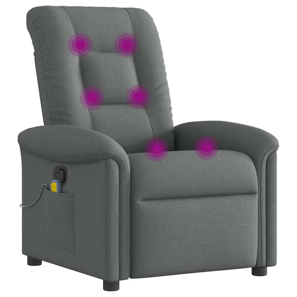 Masážní Polohovací Křeslo Tmavě Šedé Textil Tmavě Šedá