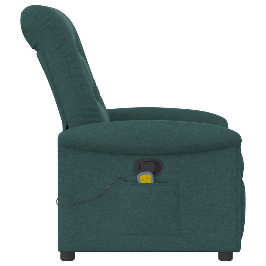 Masážní Polohovací Křeslo Tmavě Zelené Textil Tmavě Zelená