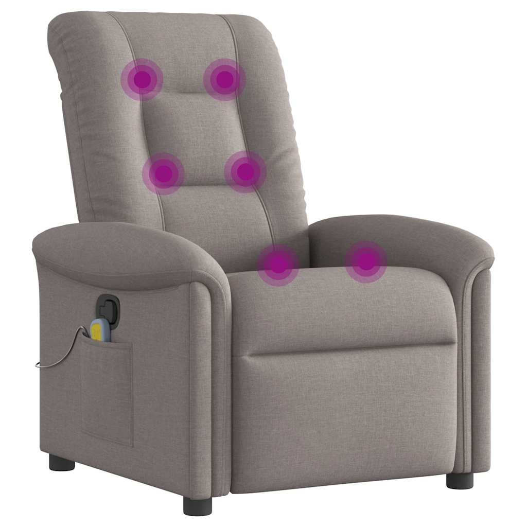 Masážní Polohovací Křeslo Textil Taupe