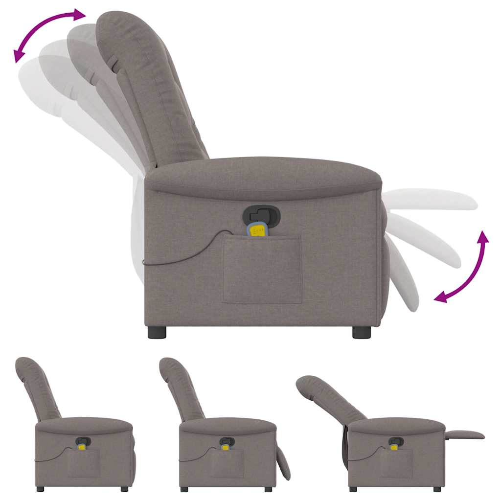 Masážní Polohovací Křeslo Textil Taupe