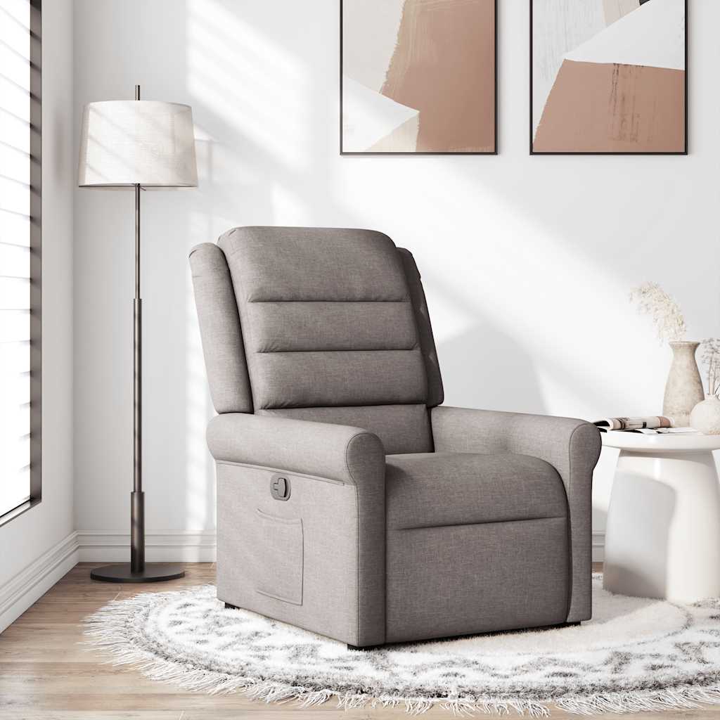 Masážní Polohovací Křeslo Textil Taupe