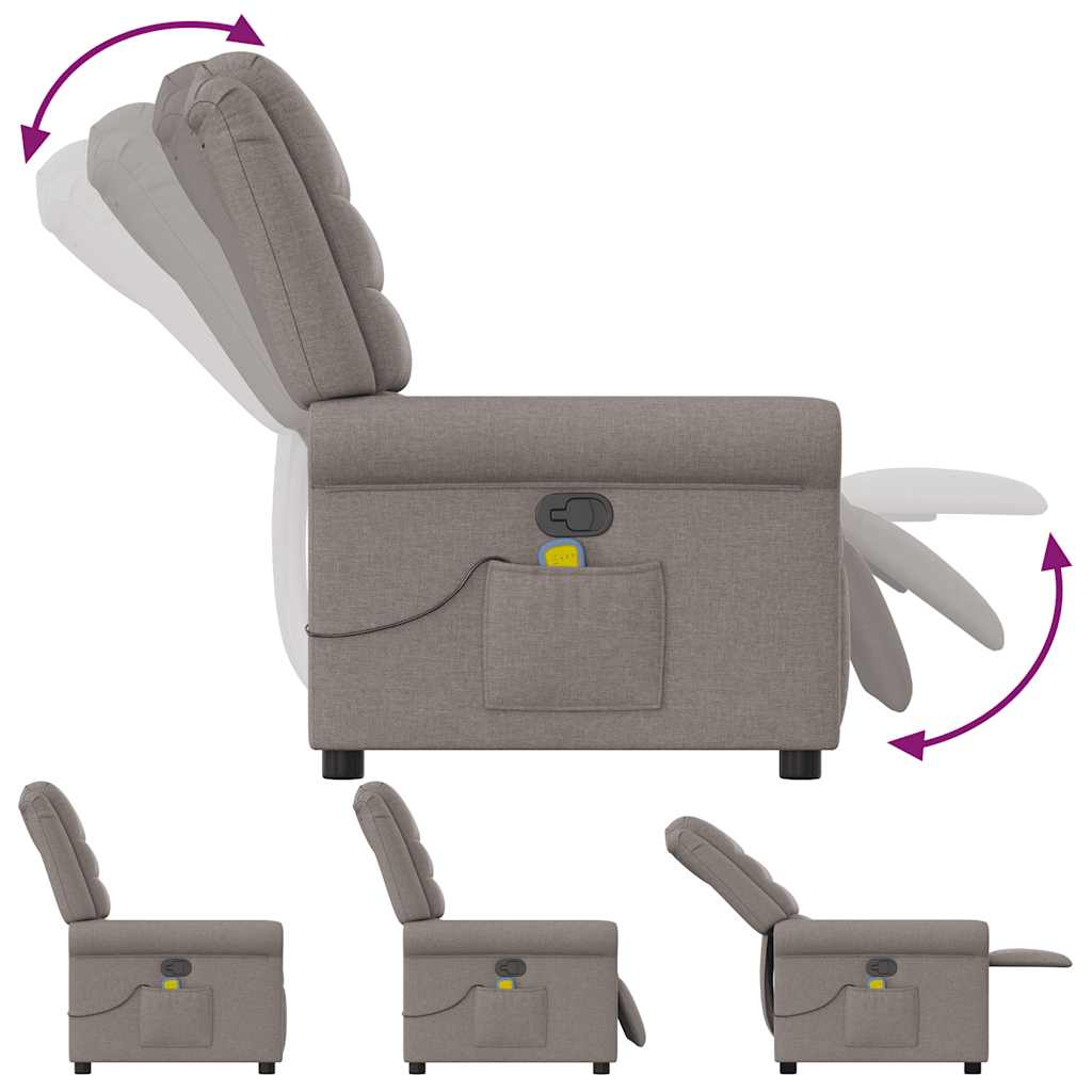 Masážní Polohovací Křeslo Textil Taupe