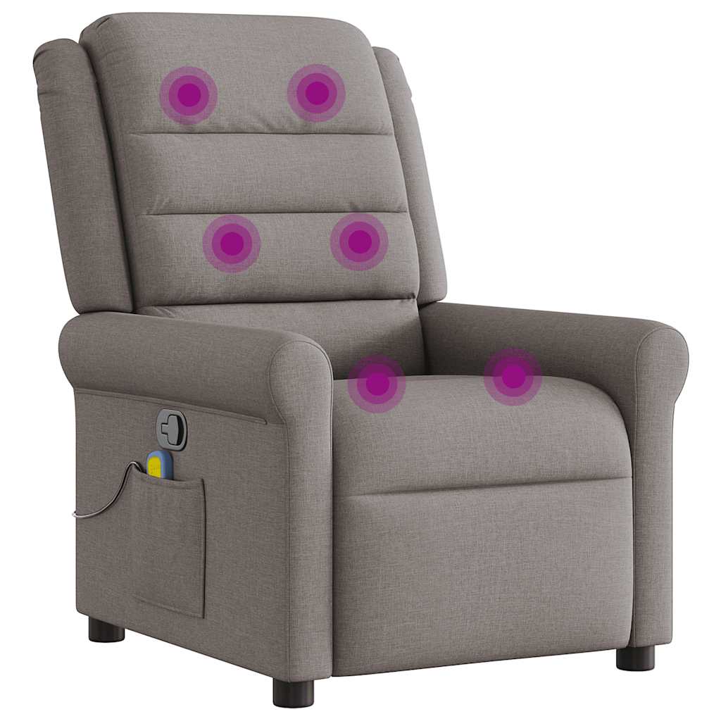 Masážní Polohovací Křeslo Textil Taupe