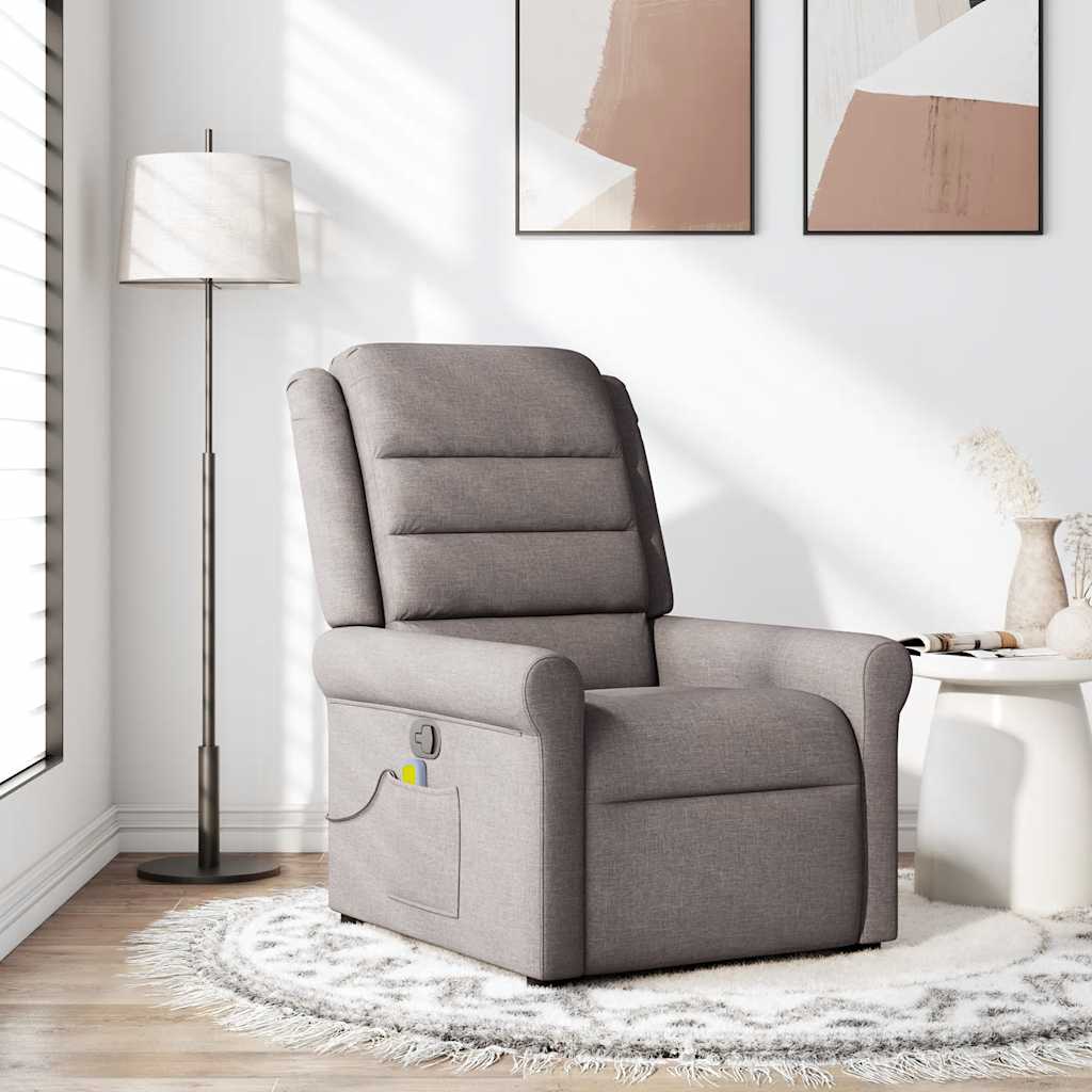 Masážní Polohovací Křeslo Textil Taupe