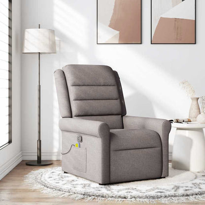 Masážní Polohovací Křeslo Textil Taupe