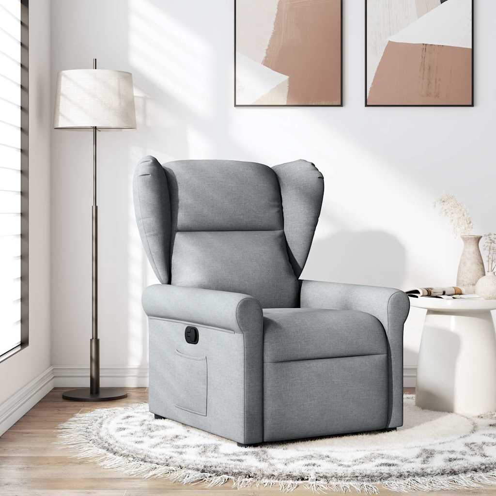 Masážní Polohovací Křeslo Světle Šedé Textil Světle Šedá