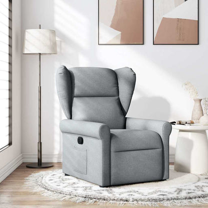 Masážní Polohovací Křeslo Světle Šedé Textil Světle Šedá