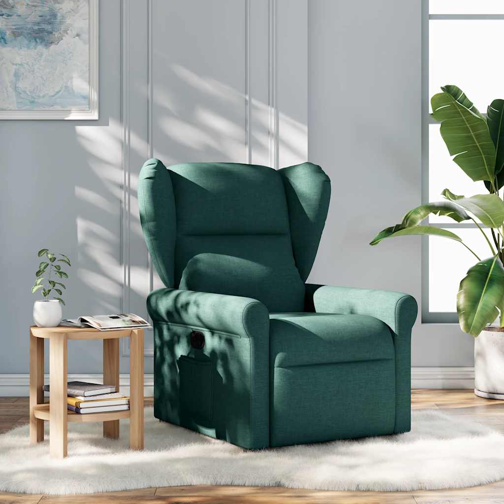 Masážní Polohovací Křeslo Tmavě Zelené Textil Tmavě Zelená