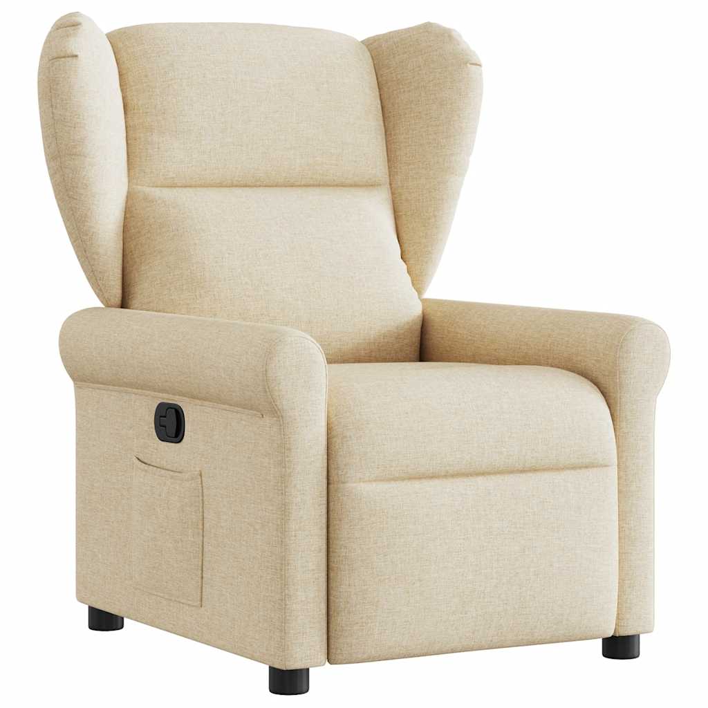 Polohovací Křeslo Krémové Textil Krémová
