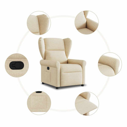 Polohovací Křeslo Krémové Textil Krémová